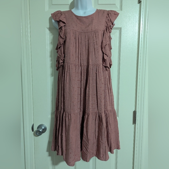 Fashion On Earth Dresses & Skirts - Ruffled Sleeveless Dress in Dusty Pink